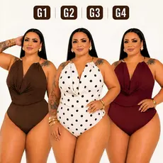 Body Feminino Plus Size G1 ao G4 Gola Boba Malha Premium Modelador Confortável