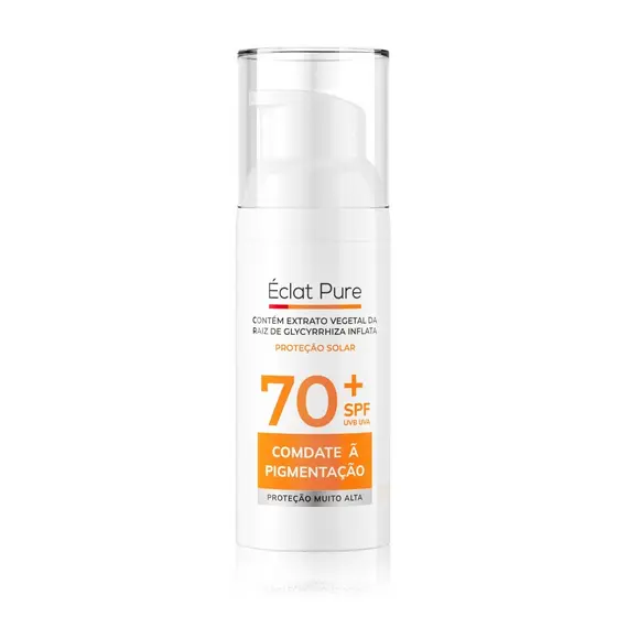 Éclat Pure Protetor Solar Facial FPS 70 Pele Oleosa Oil Control Toque Seco Antissinais Hidratante 50ml
