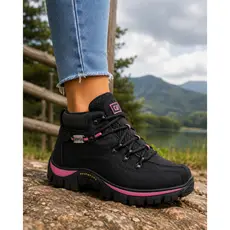 Coturno Feminino Bota Adventure Caterpillar Lona Reforçada Solado Borracha