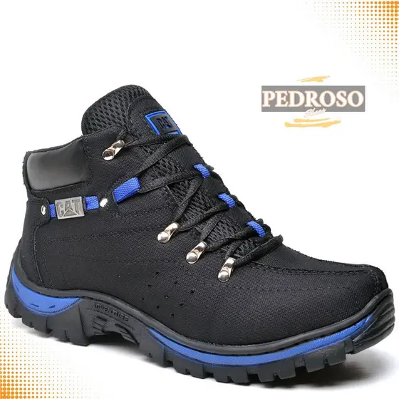 Bota Masculina Coturno  Adventure Caterpillar Lona Reforçada Sola Borracha Colada e Costurada
