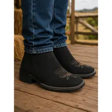 Botina Masculina Bota Texana Couro Ecológico Cano Médio