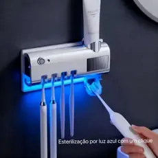 Porta Escova Dentes Com Esterilizador Uv Aplicador Pasta de Dente Suporte Dispenser Escova