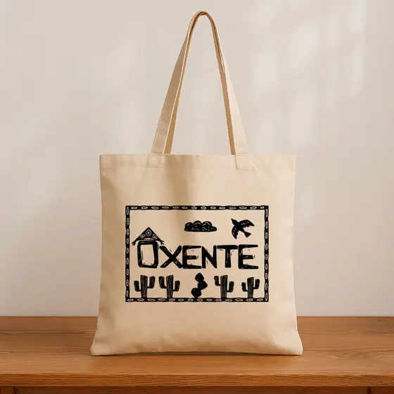 Kit com 3 Ecobag Oxente  Nordestina | Bolsa 33x40cm Algodão Cru | Arte Raiz Sertão Nordeste