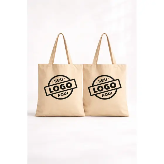 kit 2 Ecobags Personalizadas Escolha Sua Estampa Logo ou Arte Própria Algodão Reutilizável 38x40
