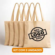 Kit 5 Ecobags Personalizadas | Seu Logo Aqui | Bolsa Algodão Cru | Brindes, Eventos e Empresas