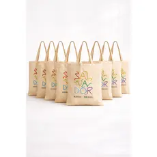 Kit 10 Ecobags Fitas Senhor do Bonfim Salvador Bahia | Bolsa Algodão Cru Reutilizável 38x40