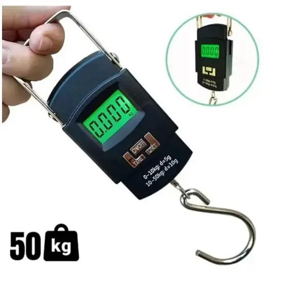 Balança De Mão Digital Portátil P Bolsa Mala Peixe de Até 50kg