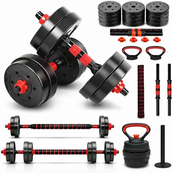 KIt Halteres Barra e Anilhas ajustáveis para Musculação em casa