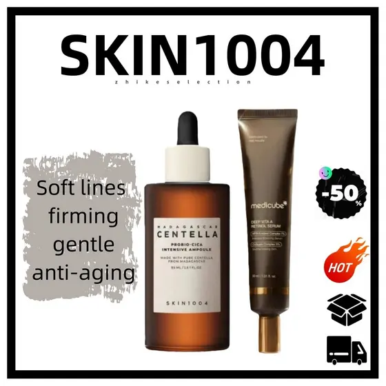 7.7skin1004 + medicube Madagascar Watercress Probiotic Essence + Retinol Collagen Para Firmar E Rejuvenescer A Pele