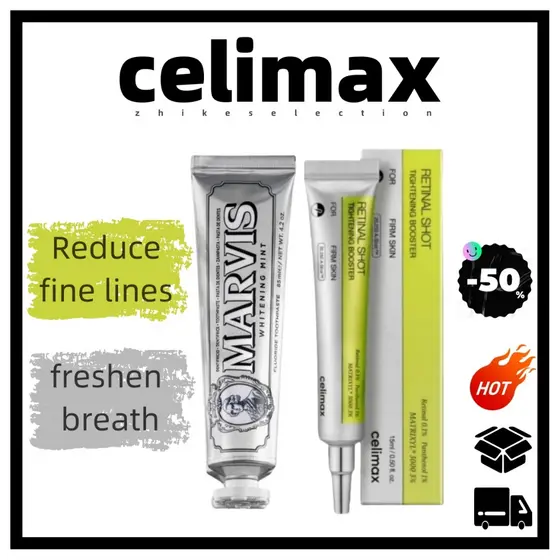 7.7[celimax] Pasta De Dente Branqueadora De Menta + Reforço De Aperto De Tiro Final 15ml | Reduz Linhas Finas , Refresc