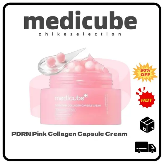 5.5 Creme Cápsula De Colágeno Rosa Medicube PDRN (55g) Hidratante Leve Para Firmeza , Elasticidade E Brilho Com Niacinam