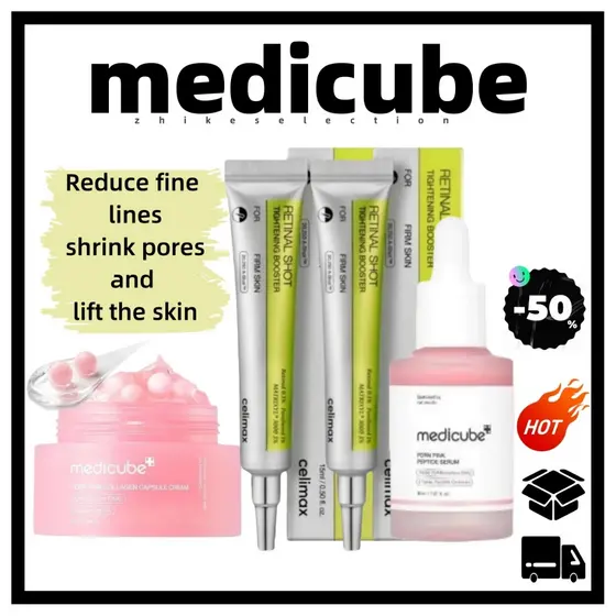 5.5medicube Sérum Essência Peeling Suave E Creme De Colágeno + Injeção De Retinol | Antienvelhecimento Pele Reafirmante