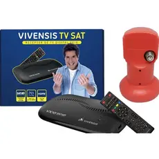 Kit Receptor Digital Vx10 5g Ku Vivensis + Lnbf Simples Preto 127/220v