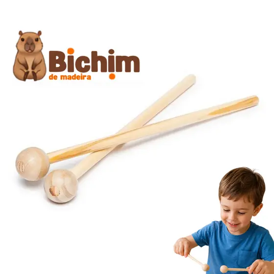 Baqueta Infantil De Madeira Para Xilofone Reposição Brinquedo Musical Instrumento Educativo Leve