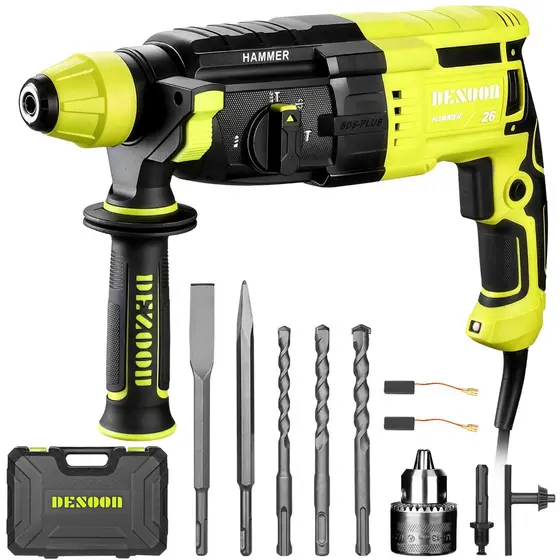 Furadeira De Impacto1200W Martelete Parafusadeira Profissional Desoon Rompedor Perfurador Demolidor 3 Funções Concreto