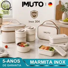 Marmita Térmica Inox 304 Kit Com Bolsa Térmica Anti Vazamento Para Trabalho Escola Viagem