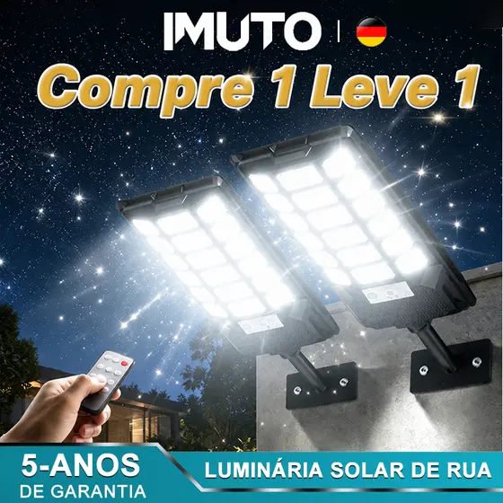 Imoto 120000W Luminária Solar Led Externa Com Lente Colmeia Sensor De Movimento Controle Remoto Para Garagem