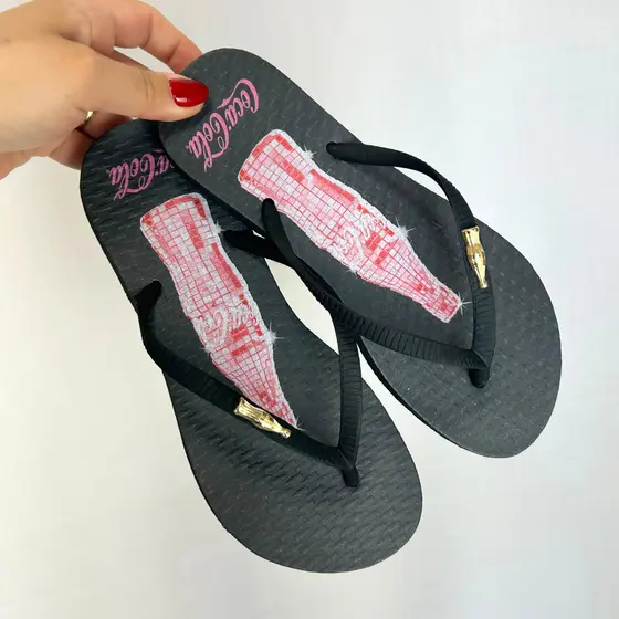 Chinelo Coca Cola Feminino Glow Party Preto CC4818 Original
