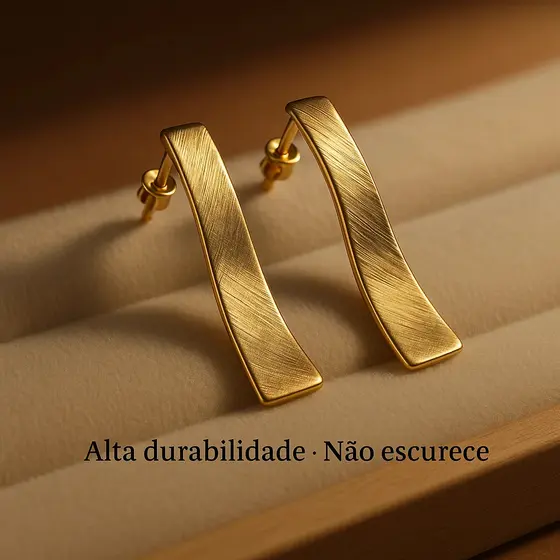 Não Escurece*Não Desbota-Brinco Feminino Luxo Minimalista 18K