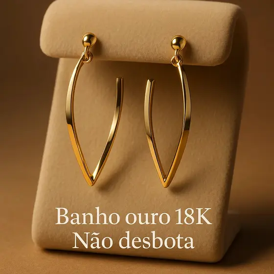 Estilo Atual, Não Escurece-Brinco Longo Feminino 18K Banhado a Ouro