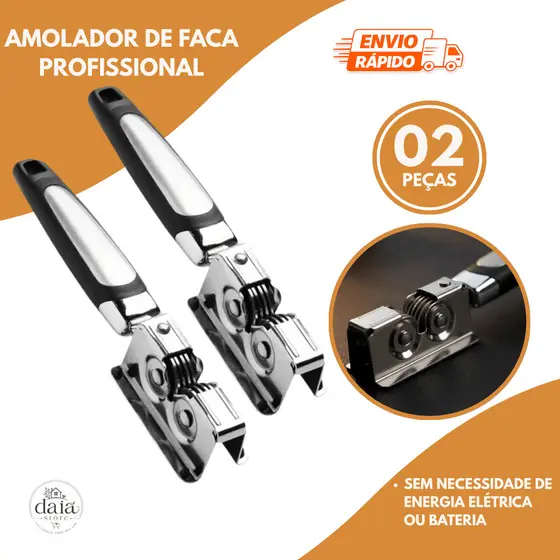 Conjunto 2 Afiadores Amolador de Faca Tesoura Canivete de Aço Inox Profissional Uso Doméstico