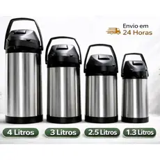 Garrafa Térmica 1.3L 2.5L 3L 4L Quente E Frio Aço Inox