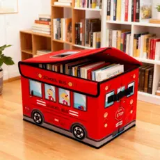 Caixa organizador dobrável fofo em design de carrinho, para roupas, brinquedos, livros e tecidos