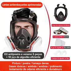 Respirador Facial Reutilizável , Cobertura Completa 16 Em 1 , Tampa De Gás , De Vapor Orgânico , Amplo Campo De Visão