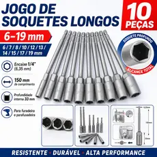 10 Peças de Ponteira Bits Soquete Para Parafusadeira Furadeira