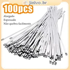 Kit 100 abraçadeiras de aço inox 11.8 pol., pesadas autoinstaláveis, para escape, cerca, calor e manutenção