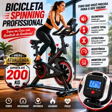 Bicicleta Spinning Ergométrica Profissional Versão Atualizada Com Monitor Suporta até 150kg