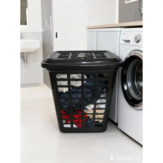 Cesto De Roupa Com Tampa 28 Litros Vazado Organizador De Roupas Reforçado Casa Lavanderia PRONTA ENTREGA