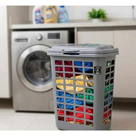 Cesto Telado Com Tampa 28 Litros Organizador De Roupas Casa Lavanderia ENVIO IMEDIATO