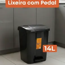 Lixeira com Pedal 14L Reforçada Plástico Cozinha Quartos Banheiro Moderna Escritório