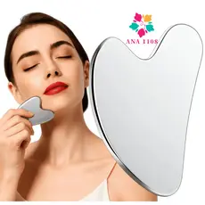 ANA 1108 Massageador Facial e Corporal Aço Inox Gua Sha Raspagem Skincare Rosto Relaxamento SPA  Lifting Facial-Rich