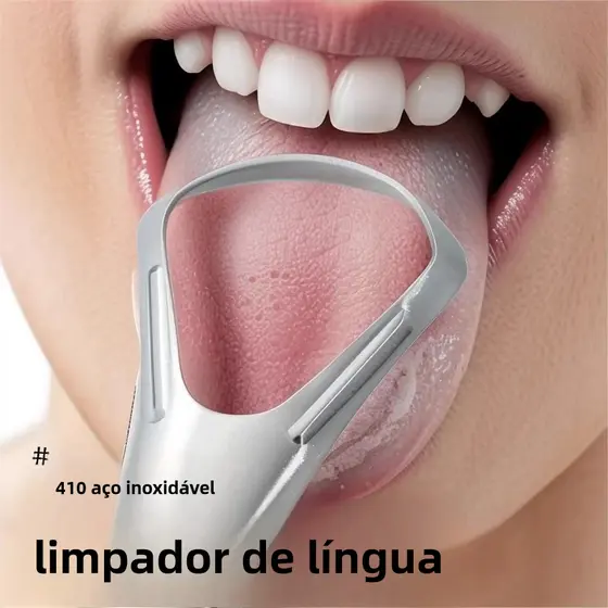 Raspador de Língua de Aço Inox - Limpador para Higiene Bucal Profunda