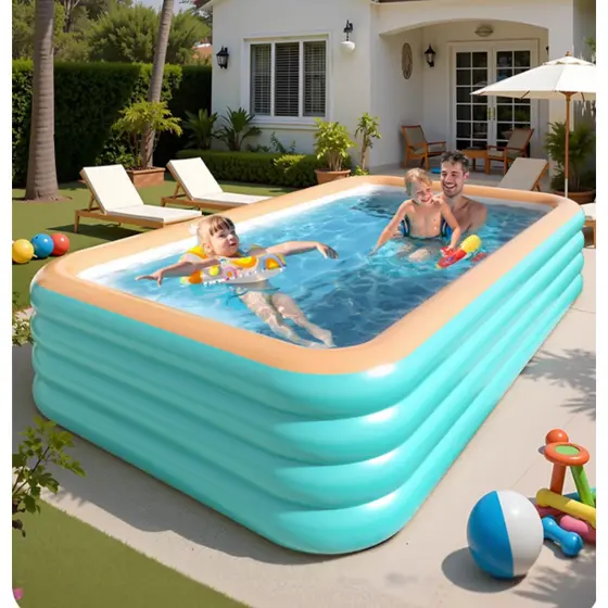 Piscina Inflável Grande Familiar 3m com Estrutura Multicamada Ideal para Várias Pessoas - Piscina Rápida Montagem
