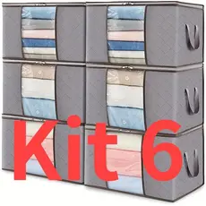 KIT 3/6 Sacos de Armazenamento | Organizador de Guarda-Roupa Roupas Viagem Anti Poeira Umidade Dobrável Multiuso