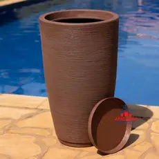 Vaso Para Plantas Polietileno Jardim Sala Area Interna e Externa Cone Bojo COM PRATO