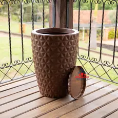 Vaso Para Plantas, Decorativo Ideal Para Decorações - Acompanha Prato Coletor COLUNA DIAMANTE P