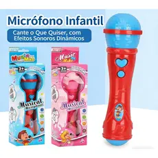 Microfone Infantil Sem Fio de Plástico com Função de Amplificação de Voz – Simulado para Cantar e Apresentações de Bebês