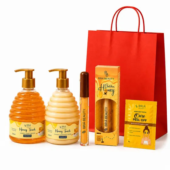 Kit Presente Feminino Sabonete E Hidratante Honey Touch Mel + Gloss Mel + Máscara Facial Briá Beauty