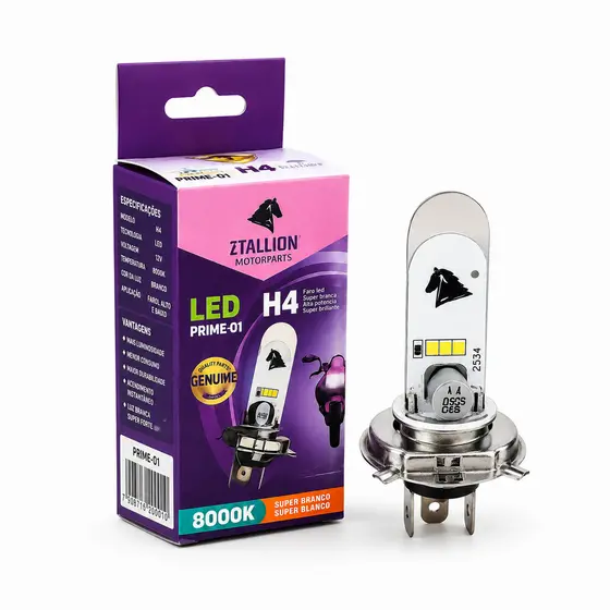 Lâmpada Led H4 8000K 12V Super Branca Moto Farol Alto Baixo Universal