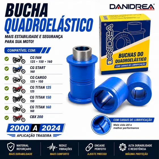 Bucha Quadro elástico CG Titan Fan Start Cargo 125 150 160 CBX 200 Danidrea