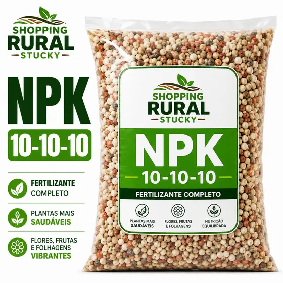 ADUBO NPK 10-10-10 Granulado + BRINDE adubo organico - Fertilizante Completo Flores, Hortas, Jardim