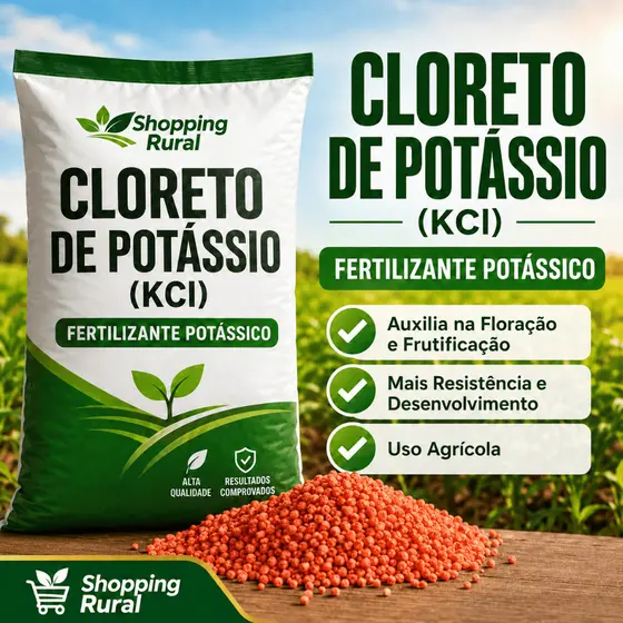 Adubo Cloreto de Potássio KCl NPK 0-0-60 Fertilizante Mineral Potássio para Plantas, Horta, Jardim e Frutíferas