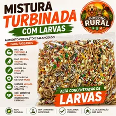 Mistura Turbinada Trinca Ferro Larvas Sementes Nobres Natural Premium Passaros 500g