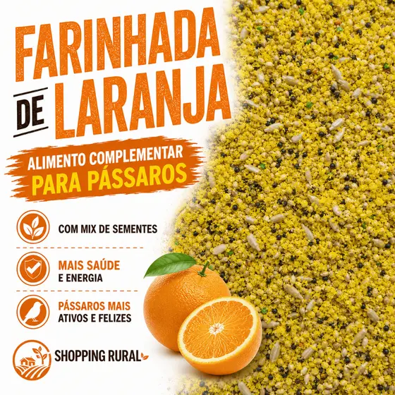 Vitamina De Laranja Com Mix De Sementes Para Pássaros | Suplemento Natural – Canário Pintassilgo Coleiro Trinca Ferro