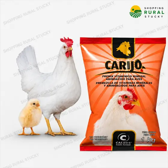Núcleo Mineral e Vitamínico Carijo Para Aves 1kg - Calbos - Mais Ovos, Mais Peso, Aves Mais Fortes - Faz 100kg