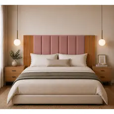 Kit Cabeceira Modular Decorativa com Painel Ripado MDF Para Cama Box Casal King Queen